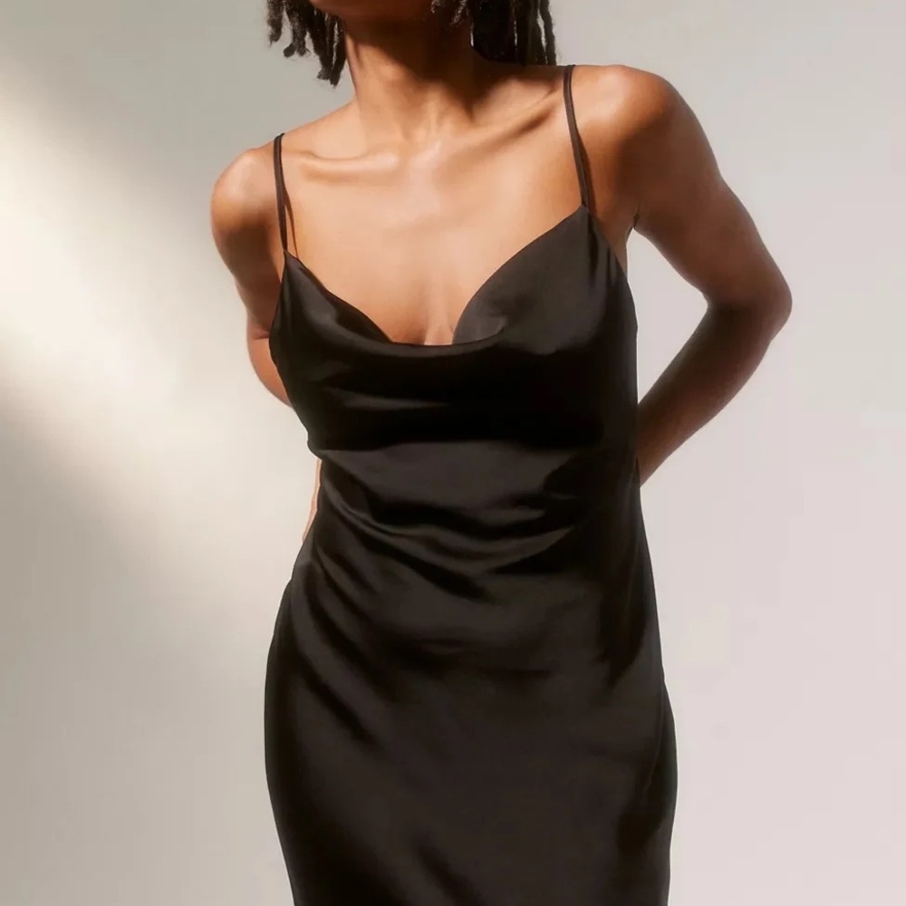 Black UO Cowl neck Satin Slip Dress